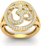 Jewels5 Ganesha Gold Diamond Rhodium 14 K Ring