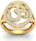 Jewels5 Ganesha Gold Diamond Rhodium 14 K Ring