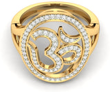 Jewels5 Ganesha Gold Diamond Rhodium 14 K Ring