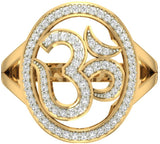 Jewels5 Ganesha Gold Diamond Rhodium 14 K Ring