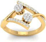Jewels5 Lavatera Yellow Gold Diamond 18 K Ring
