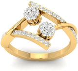 Jewels5 Lavatera Yellow Gold Diamond 18 K Ring
