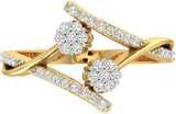 Jewels5 Lavatera Yellow Gold Diamond 18 K Ring