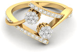 Jewels5 Lavatera Yellow Gold Diamond 18 K Ring