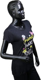 Starsy Printed Women's Round Neck Black T-Shirt