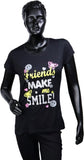 Starsy Printed Women's Round Neck Black T-Shirt