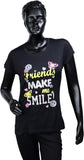 Starsy Printed Women's Round Neck Black T-Shirt