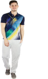 BURDY Graphic Print Men's Polo Neck Dark Blue T-Shirt