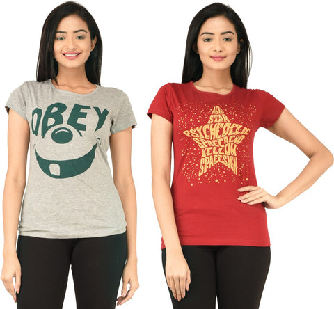 TSG Breeze Printed Women's Round Neck Multicolor T-Shirt