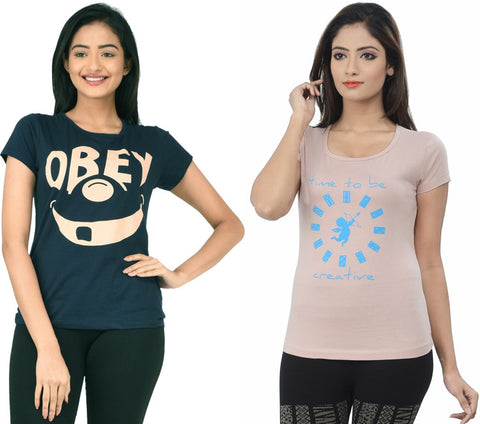 TSG Breeze Printed Women's Round Neck Multicolor T-Shirt