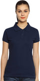 Go India Store Solid Women's Polo Neck Black, Dark Blue T-Shirt