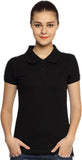 Go India Store Solid Women's Polo Neck Black, Dark Blue T-Shirt