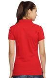Go India Store Solid Women's Polo Neck Red, Black T-Shirt