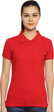 Go India Store Solid Women's Polo Neck Red, Black T-Shirt