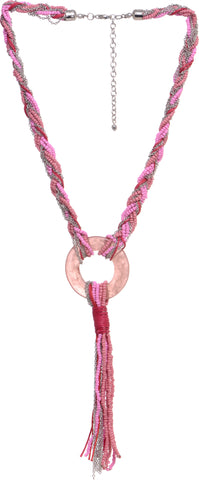 Village Handicrafts Alloy, Glass, Cotton Dori, Resin Necklace
