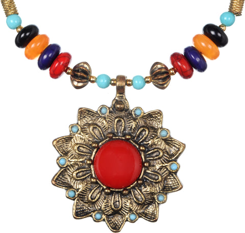 Village Handicrafts Rose Gold Plated Alloy, Glass, Resin Choker