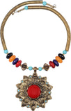 Village Handicrafts Rose Gold Plated Alloy, Glass, Resin Choker