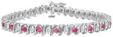 Love Bright Jewelry Sterling Silver Cubic Zirconia, Sapphire Rhodium Bracelet