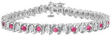 Love Bright Jewelry Sterling Silver Cubic Zirconia, Sapphire Rhodium Bracelet
