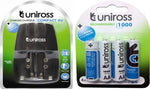 Uniross Compact 9V Battery Charger & 4U AA 1000 Series Rechargeable Battery  Camera Battery Charger