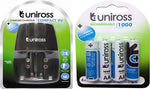 Uniross Compact 9V Battery Charger & 4U AA 1000 Series Rechargeable Battery  Camera Battery Charger
