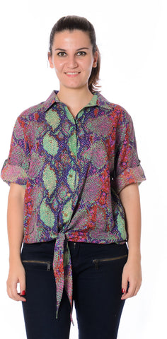 Urban Religion Women's Animal Print Casual Shirt