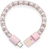Karp Bracelet Necklace Pearl wrist line data portable beaded fashion bracelet USB charging cable for Samsung HTC Phone-Pink USB-P-2811 USB USB Charger