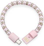 Karp Bracelet Necklace Pearl wrist line data portable beaded fashion bracelet USB charging cable for Samsung HTC Phone-Pink USB-P-2811 USB USB Charger