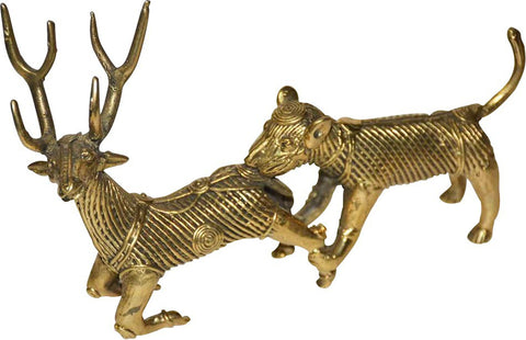 Utkalika Dhokra Tiger With Dee #355DC912 Showpiece  -  9 cm