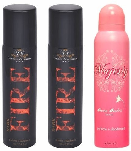 Vincent Valentine Paris Set of Dark Fire, Dark Fire & Majesty Deodorants Combo Set