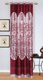 Ville Style Polyester Maroon Floral Eyelet Door Curtain