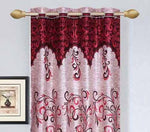 Ville Style Polyester Maroon Floral Eyelet Door Curtain