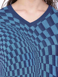C9 Checkered Women's V-neck Blue T-Shirt