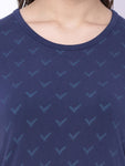 C9 Printed Women's Round Neck Blue T-Shirt