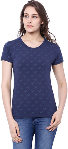 C9 Printed Women's Round Neck Blue T-Shirt
