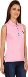 run of luck Solid Women's Polo Neck Pink T-Shirt