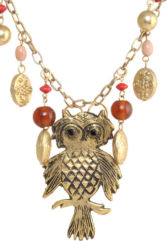 Village Handicrafts Rose Gold Plated Acrylic, Glass, Metal Necklace