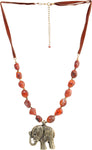 Village Handicrafts Rose Gold Plated Alloy, Leather, Stone Necklace