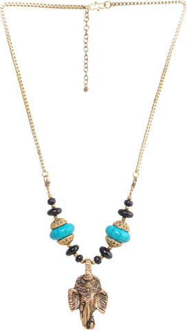 Village Handicrafts Brass, Rose Gold Plated Aluminum, Bone, Resin Necklace