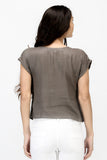 Satovira Party Short Sleeve Applique Women's Top