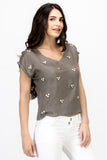 Satovira Party Short Sleeve Applique Women's Top