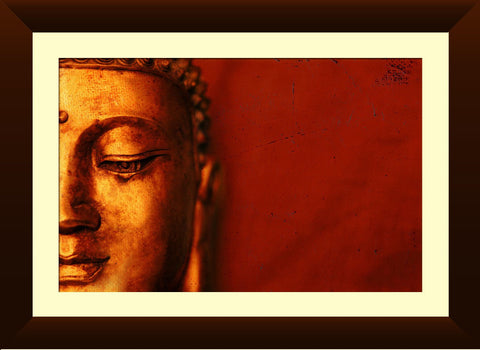Wallmantra Golden Buddha On Red Background Framed Print Canvas Painting