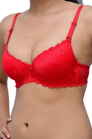 Wolfie LaceRed117 Women's Push-up Bra