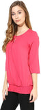 The Vanca Casual 3/4 Sleeve Solid Women's Top