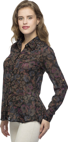 Wisstler Women's Floral Print Casual Shirt