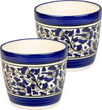 Craftghar Blue Pottery Ceramic Plant Container Set