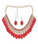 X Gold India Red Beads Jhaler Metal Jewel Set
