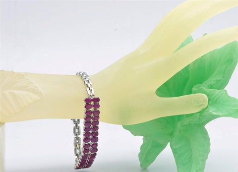 YugshaJewels Silver Ruby Rhodium Bracelet