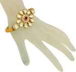 YugshaJewels Brass Ruby, Cubic Zirconia Yellow Gold Bracelet