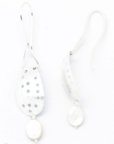 YugshaJewels Sparkling YJE-851 Pearl Sterling Silver Dangle Earring